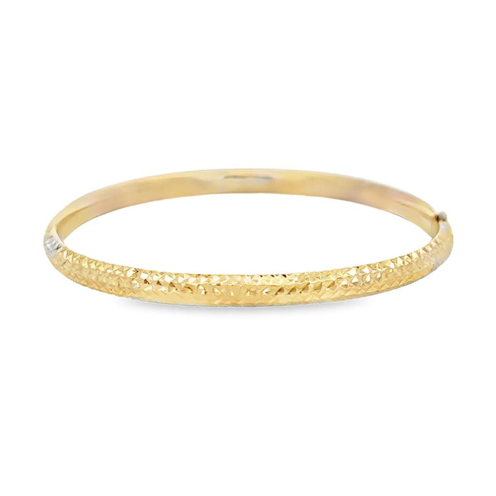 Pre-Owned 14K Yellow Gold 4.5mm Textured Hinged Bangle Bracelet