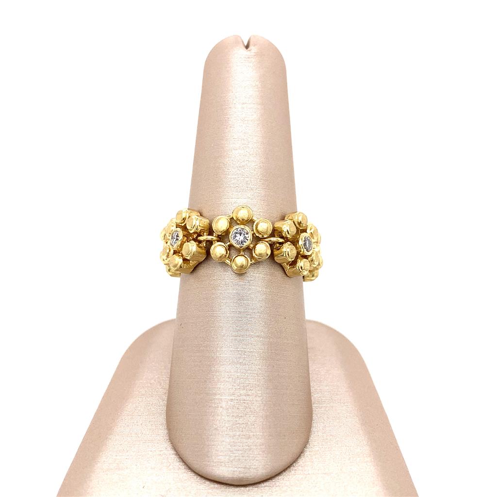 18K Yellow Gold Diamond Floral Flexible Ring