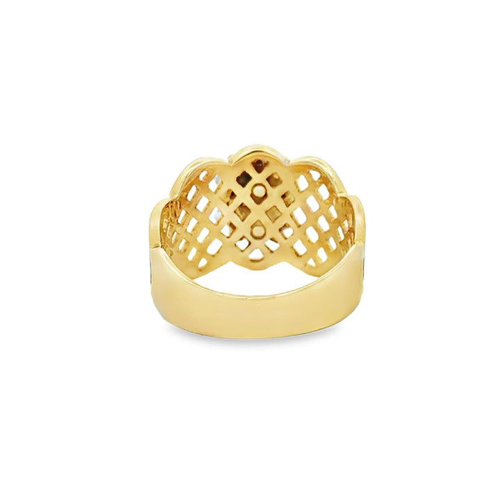 Pre-Owned 0.18 CTW Diamond & Ruby 14K Yellow Gold Wide Band Ring