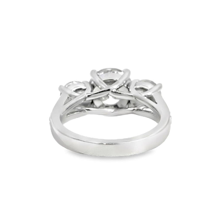 2.38 CT GIA Certified Round Brilliant Diamond Three-Stone Ring in 14K White Gold