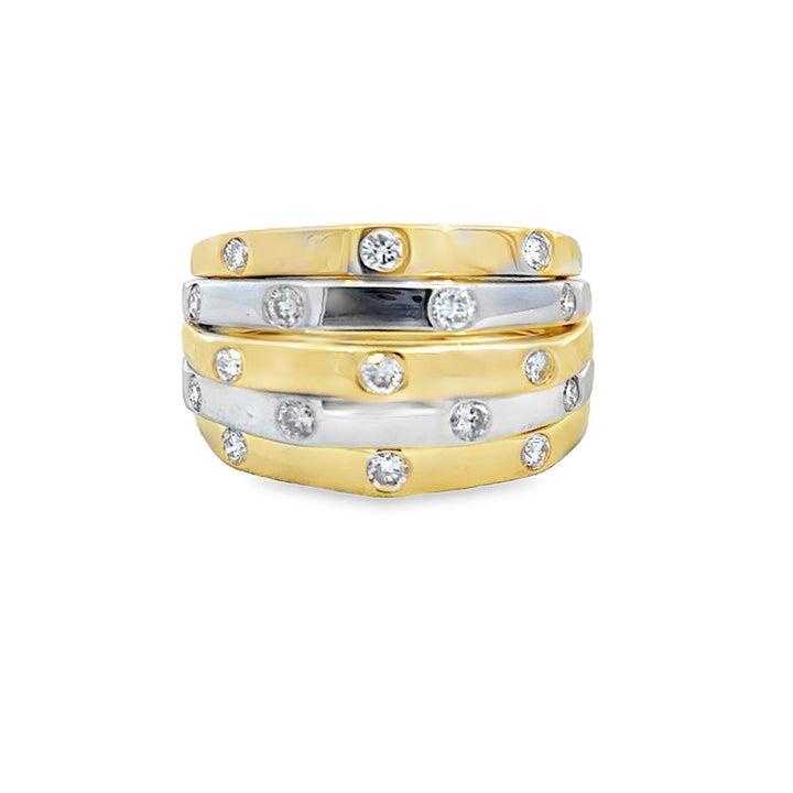Sal Praschnik 0.59 CTW Diamond 18K Two-Tone Gold Geometric Rin