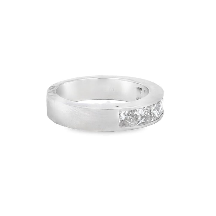 1.42 CTW Princess Cut Diamond 18K White Gold Channel Set Ring