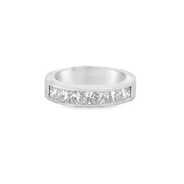 1.42 CTW Princess Cut Diamond 18K White Gold Channel Set Ring