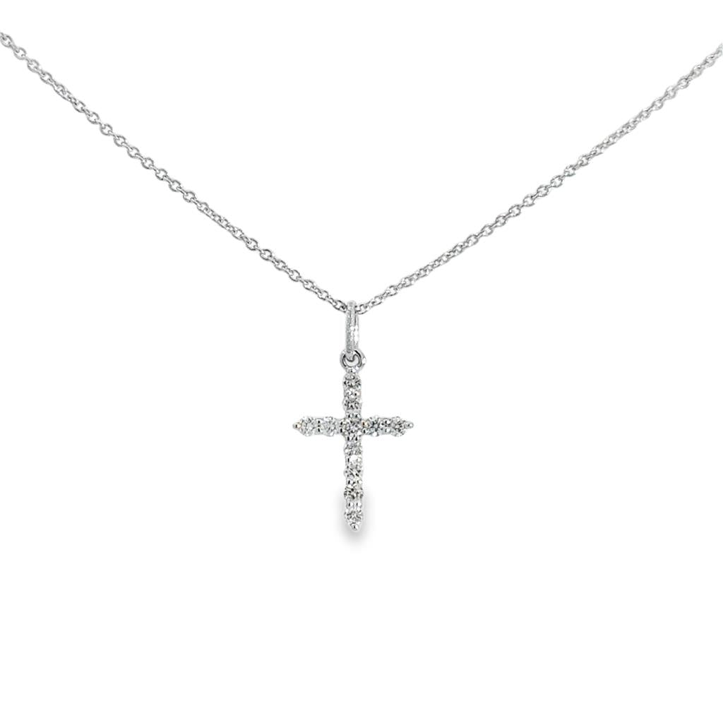 0.19 CTW Diamond Cross Pendant Necklace in 14K White Gold