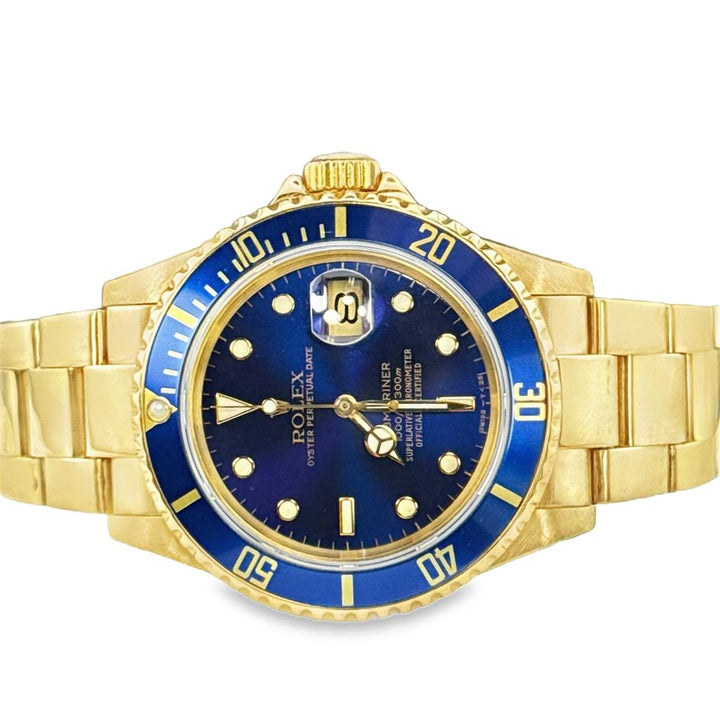 Rolex Submariner 18K Yellow Gold Blue Dial Men's Watch