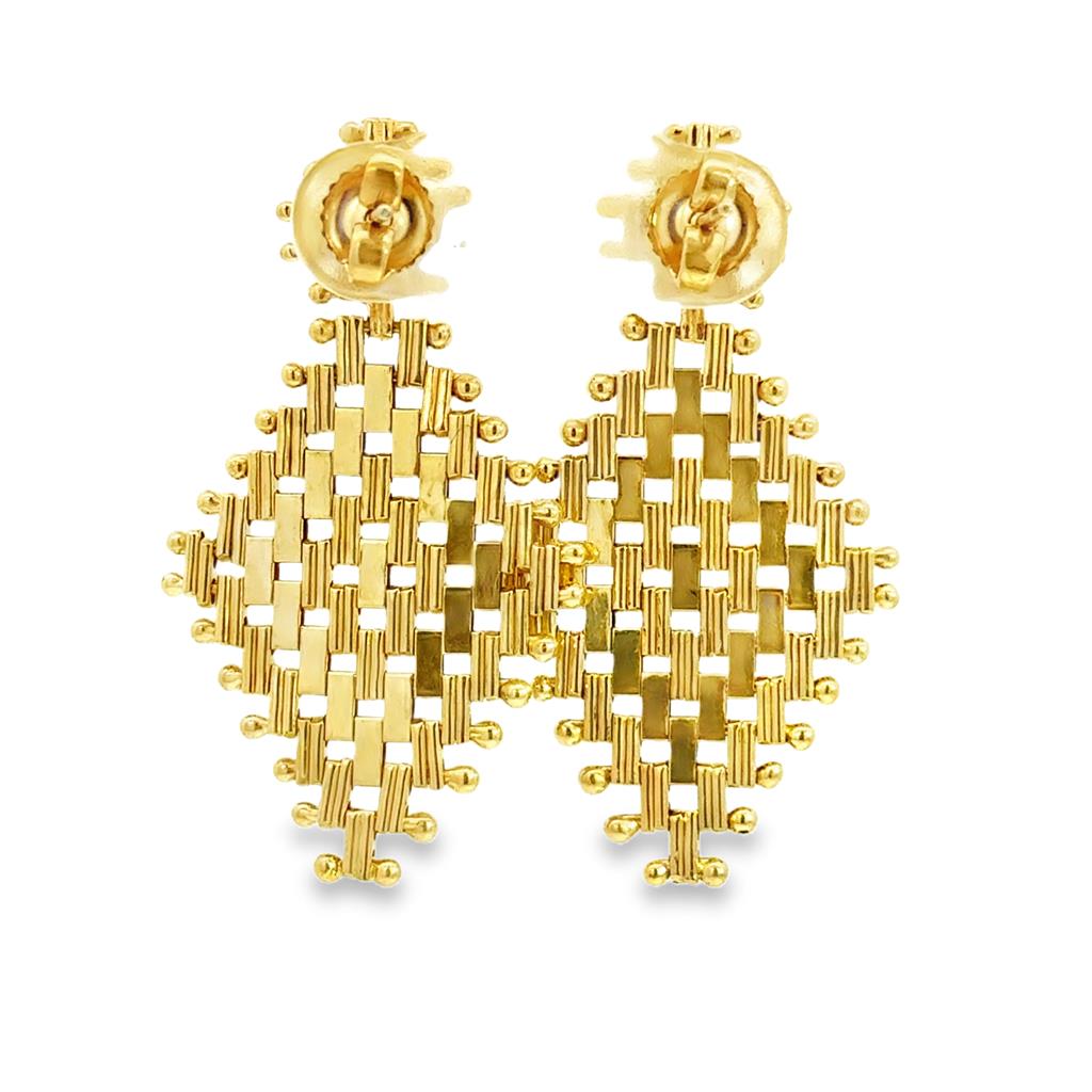 14K Yellow Gold Mesh Dangle Earrings