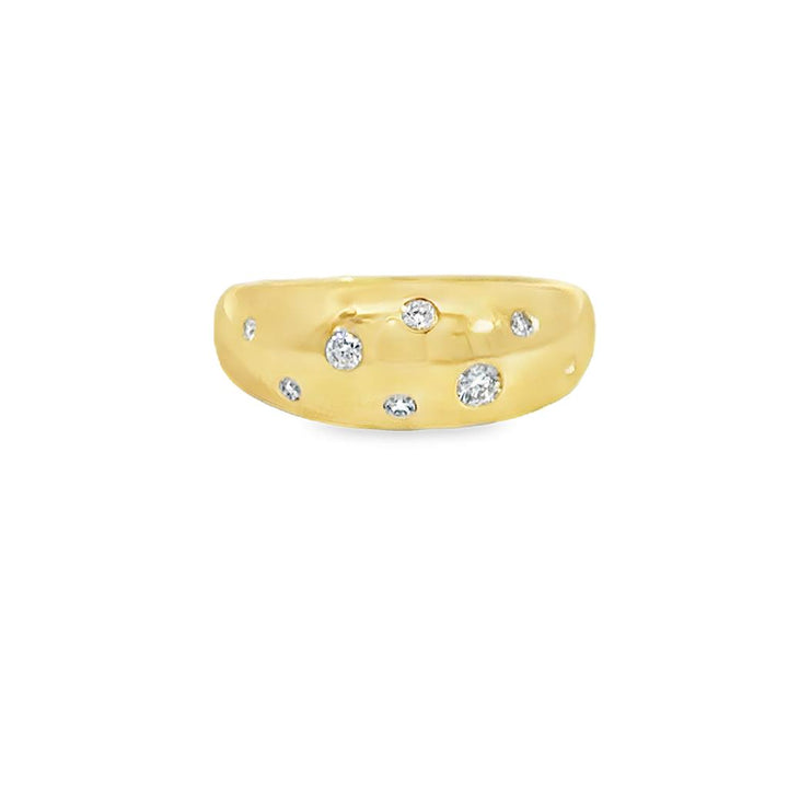 0.18 CTW Diamond Dome Ring in 18K Yellow Gold
