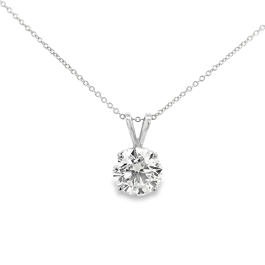 4.05 CT Round Diamond Solitaire Pendant, GIA J VVS1