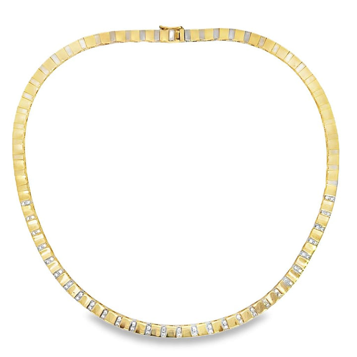 0.85 CTW Diamond 14K Yellow Gold Link Necklace – 18" Long, 5mm Wide