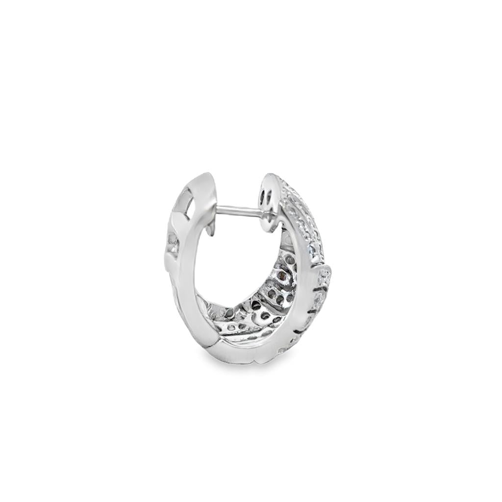 Pre-Owned 1.30 CTW Diamond 19mm 14K White Gold Hoop Earrings