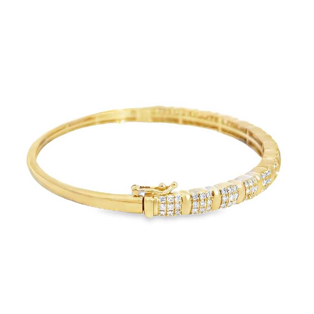 1.00 CTW Fancy Diamond Bangle Bracelet in 14K Yellow Gold