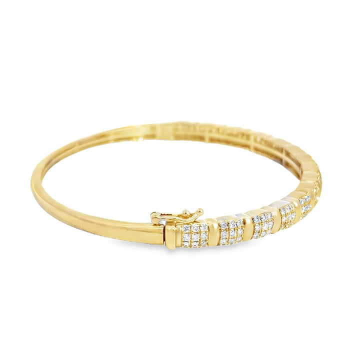 1.00 CTW Fancy Diamond Bangle Bracelet in 14K Yellow Gold
