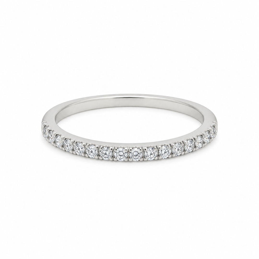 0.17 CTW Diamond Half Band Platinum Stackable Ring