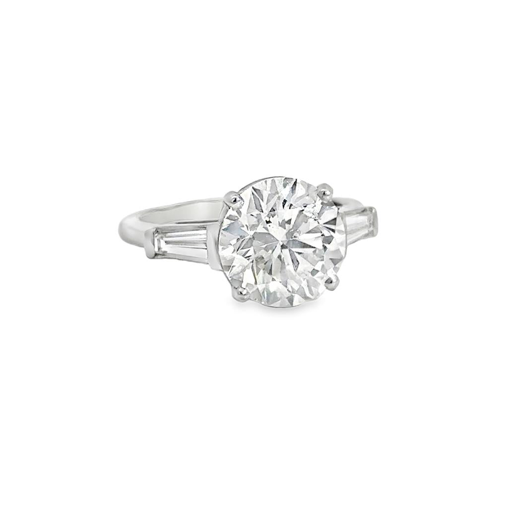 4.01 CT GIA Certified Round Brilliant Diamond Platinum Engagement Ring