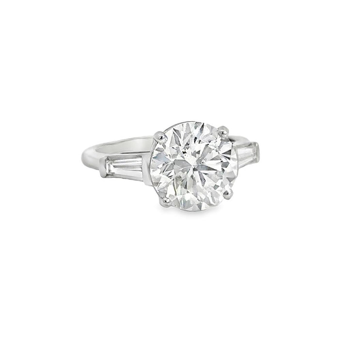 4.01 CT GIA Certified Round Brilliant Diamond Platinum Engagement Ring