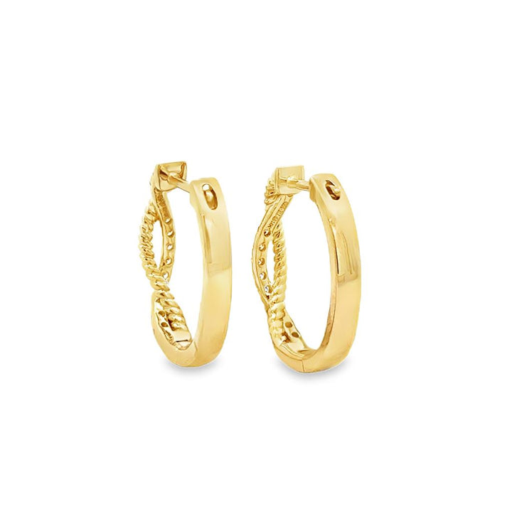 0.28 CTW Diamond 14K Yellow Gold Twist Hoop Earrings
