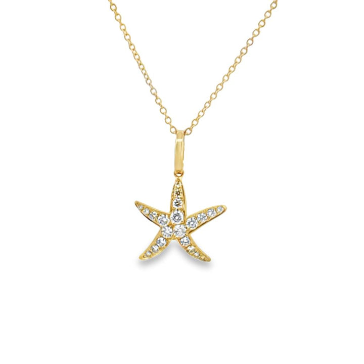 Doves 0.26 CTW Diamond 18K Yellow Gold Starfish Pendant Necklace