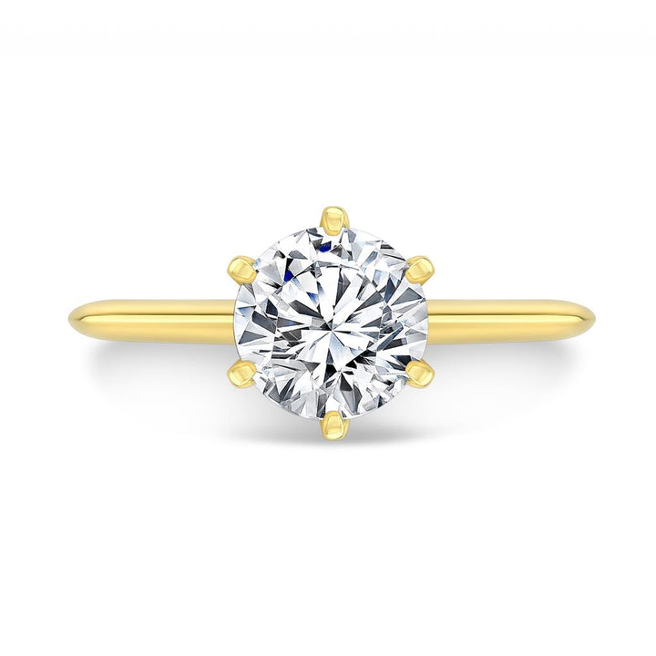 Classic Six Prong Semi-Mount 18K Yellow Gold Engagement Ring