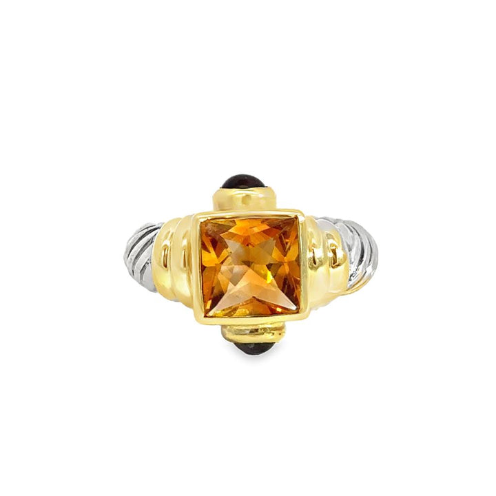 Pre-Owned David Yurman Citrine Sterling Silver & Yellow Gold Ring