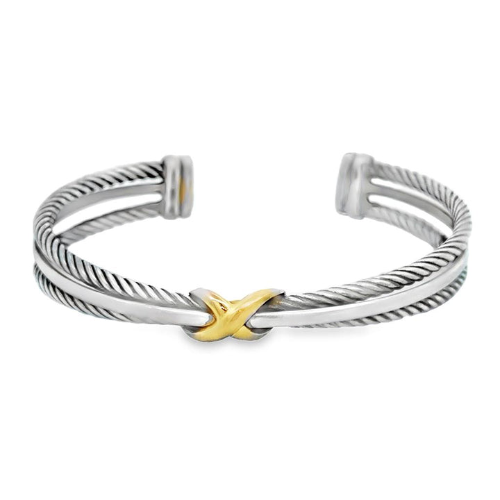 Pre-Owned David Yurman Sterling Silver & 18K Yellow Gold Cuff Bracelet – 6.5mm
