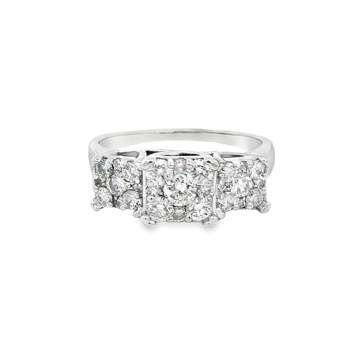 .75 CTW 14K White Gold Diamond Cluster Ring