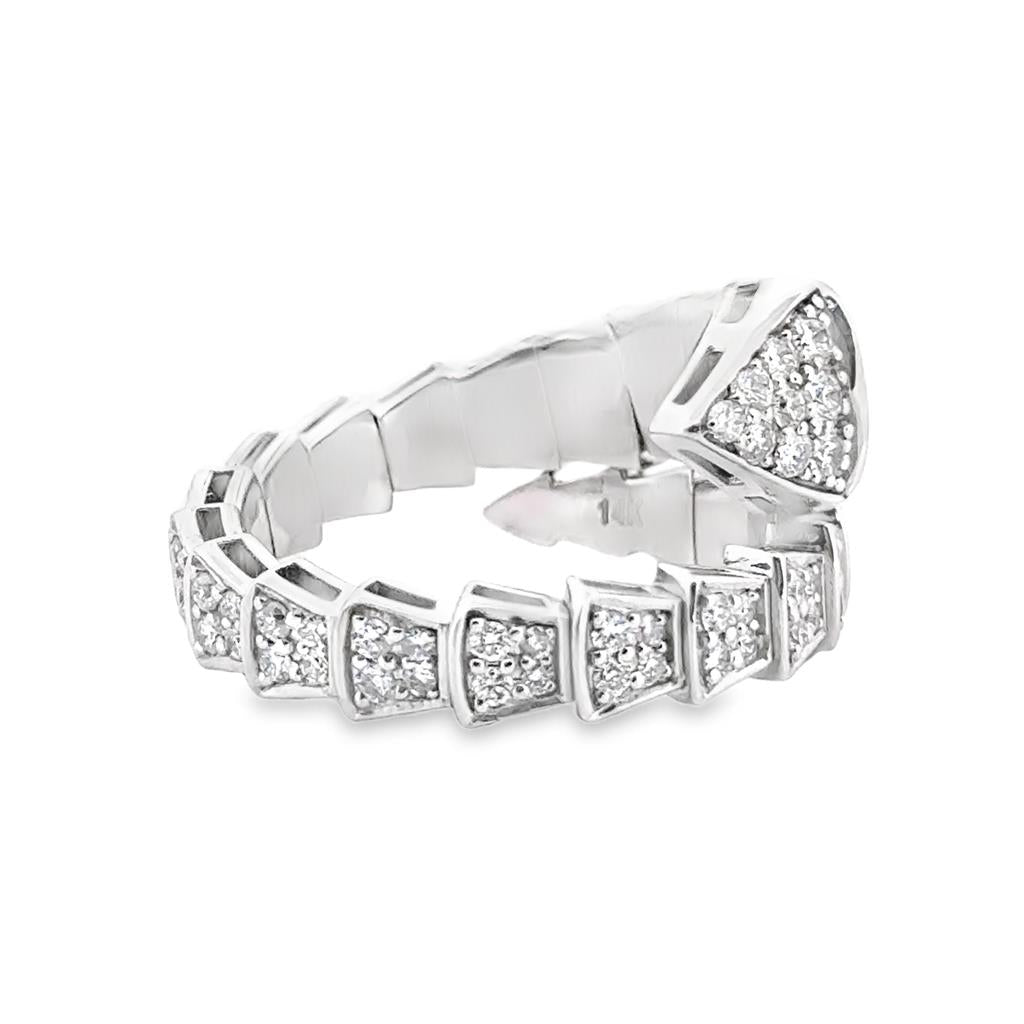 1.13 CTW Diamond Snake Wrap Ring in 14K White Gold