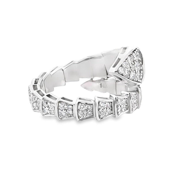 1.13 CTW Diamond Snake Wrap Ring in 14K White Gold
