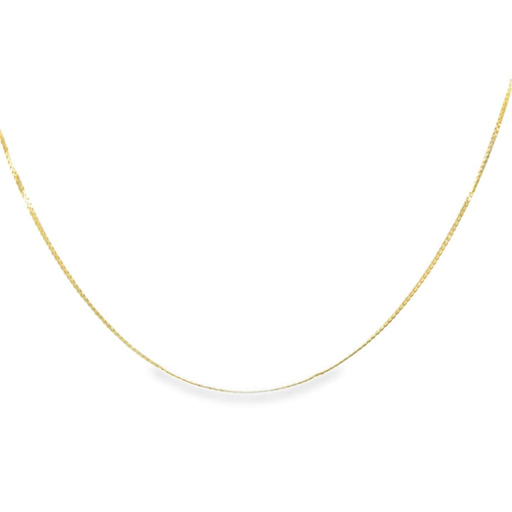 14K Yellow Gold Tiny Flat Herringbone Chain Necklace – 1.2mm, 16"