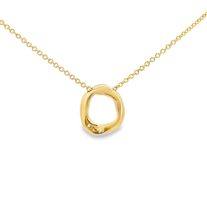 0.02 CTW Diamond 14K Yellow Gold Organic Circle Pendant Necklace