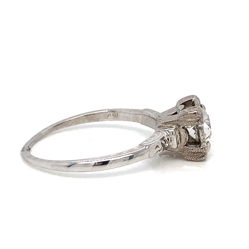 Vintage 0.55 CT Old European Diamond 18K White Gold Engagement Ring