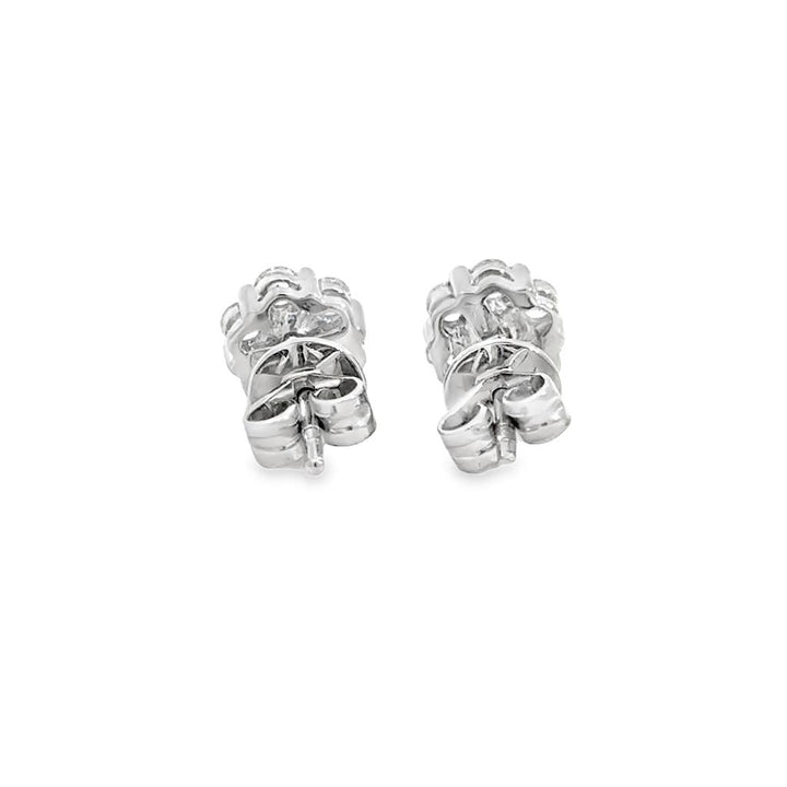 0.71 CTW Diamond Floral Stud Earrings – 18K White Gold, 7mm