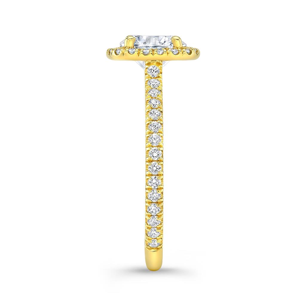 Cushion Shape Halo Engagement Semi-Mount Ring in 18K Yellow Gold