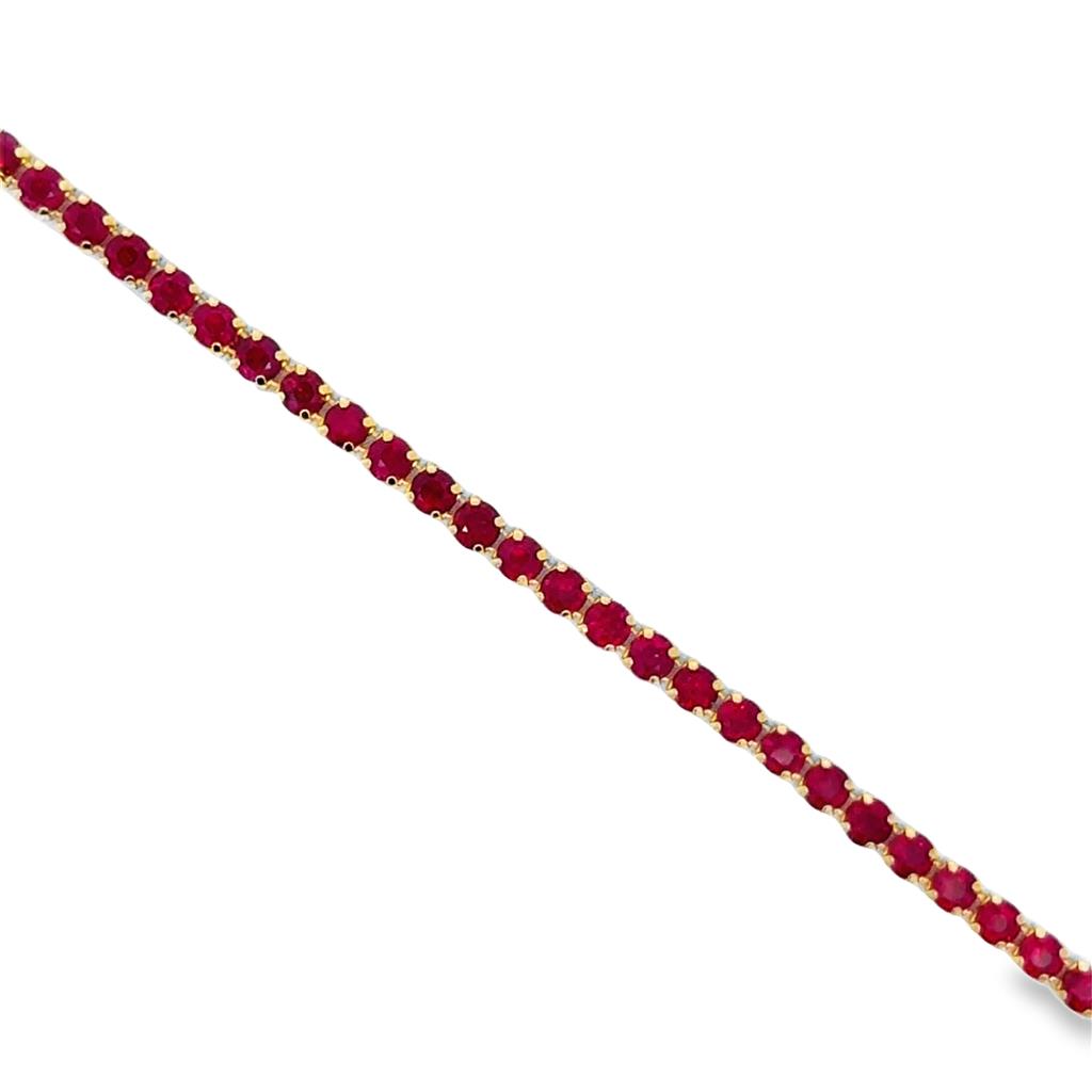 3.65 CTW Ruby 18K Yellow Gold Micro Tennis Bracelet