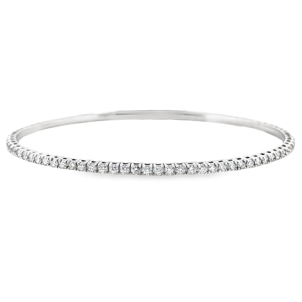 1.03 CTW Diamond Flexible Bangle Bracelet, 14K White Gold
