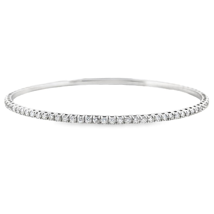 1.03 CTW Diamond Flexible Bangle Bracelet, 14K White Gold