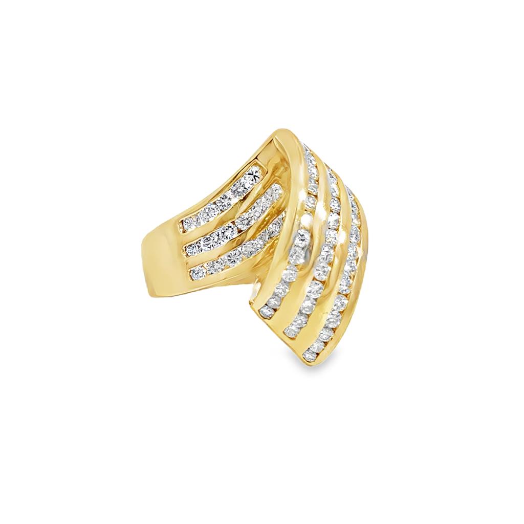 1.15 CTW Diamond 14K Yellow Gold Large Swirl Ribbon Ring