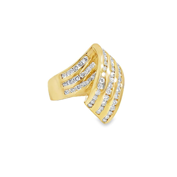 1.15 CTW Diamond 14K Yellow Gold Large Swirl Ribbon Ring