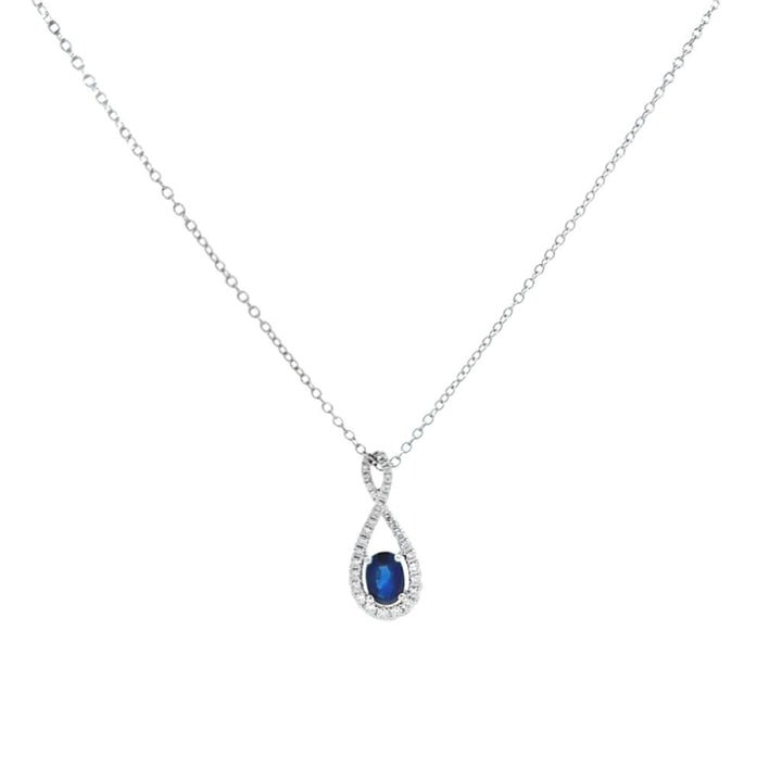 14K White Gold Sapphire & Diamond Pendant Necklace – 0.94 CT Sapphire | 0.29 CTW Diamonds