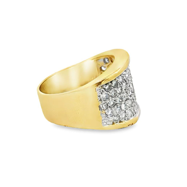 1.00 CTW Diamond  Pavé 14K Two Tone Gold Wide Band Ring