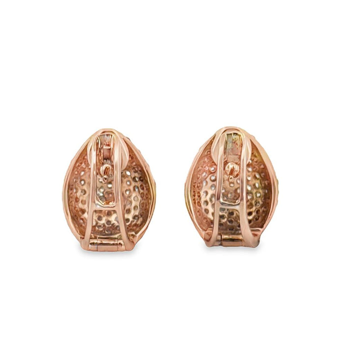 2.00 CTW Diamond Dome Earrings in 14K Rose Gold