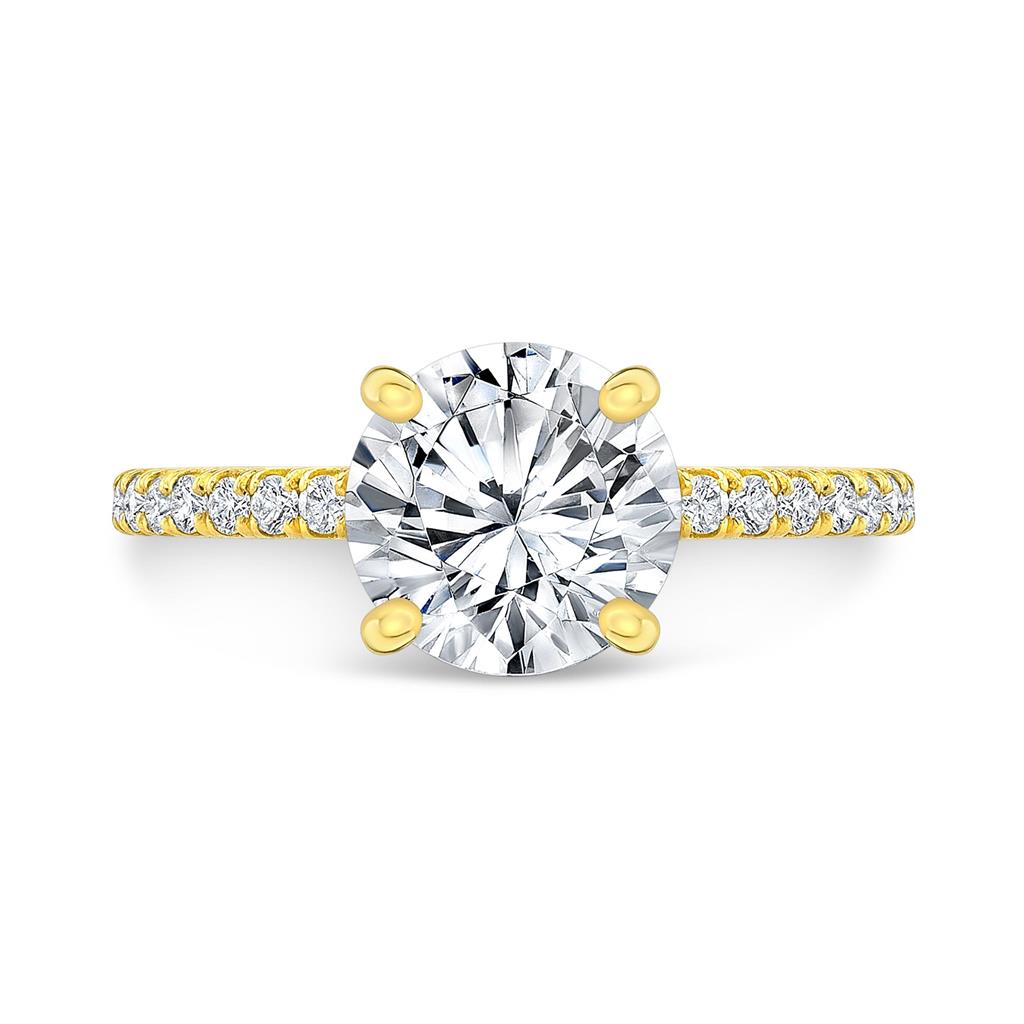 Hidden Halo Micro Pavé Engagement Ring Mounting in 18K Yellow Gold