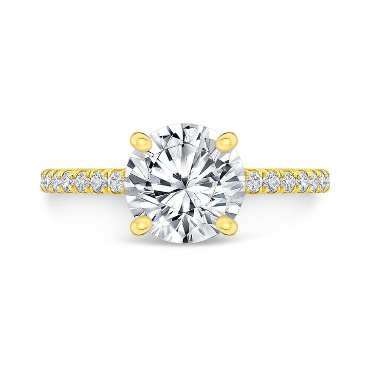 Hidden Halo Micro Pavé Engagement Ring Mounting in 18K Yellow Gold