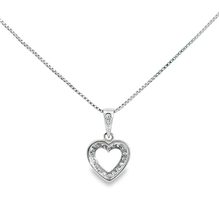 .10 CTW Diamond Petite Open Heart Necklace in 14K White Gold