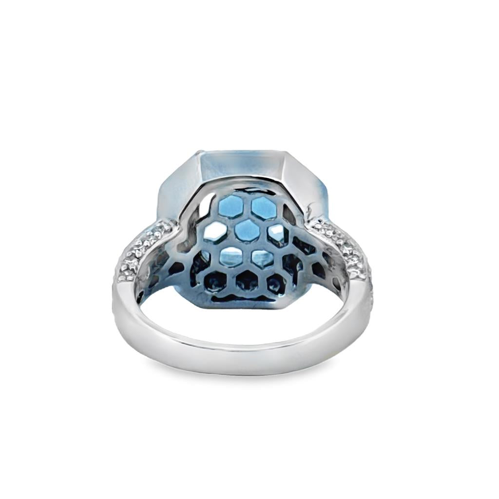 4.10 CTW Aquamarine & Diamond 18K White Gold Ring