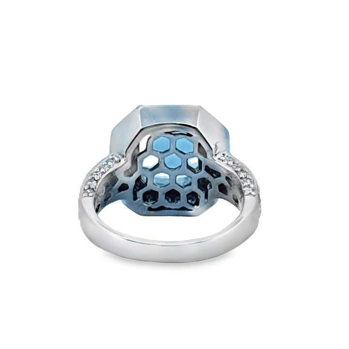 4.10 CTW Aquamarine & Diamond 18K White Gold Ring