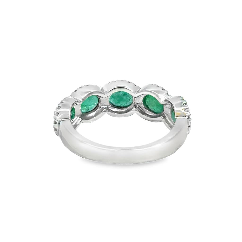 1.50 CTW Oval Emerald & 0.17 CTW Diamond 14K White Gold Ring