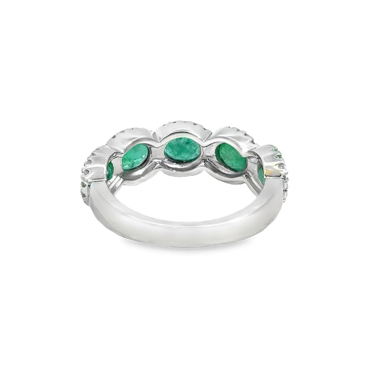 1.50 CTW Oval Emerald & 0.17 CTW Diamond 14K White Gold Ring