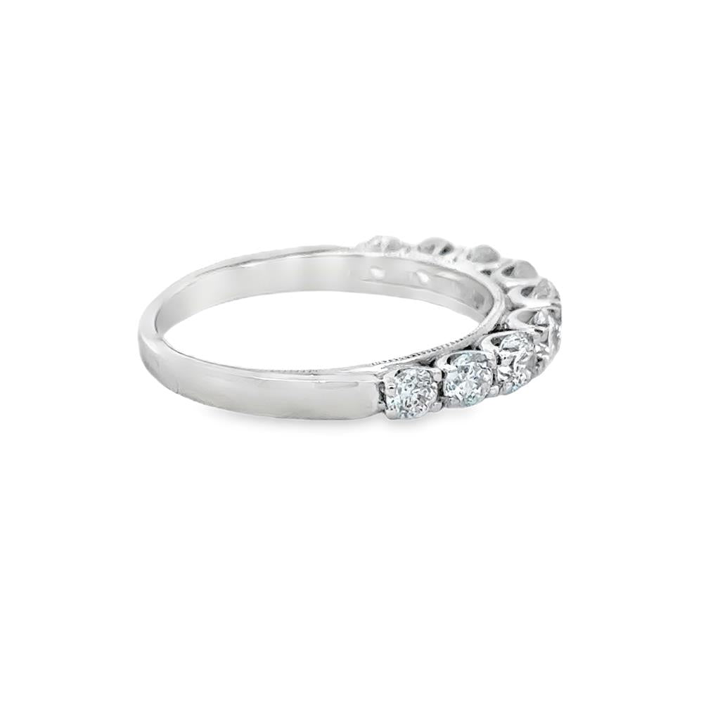 1.35 CTW Diamond Graduated 14K White Gold Milgrain Band