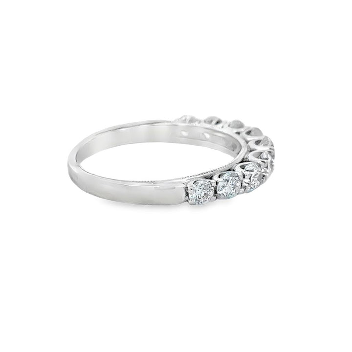 1.35 CTW Diamond Graduated 14K White Gold Milgrain Band