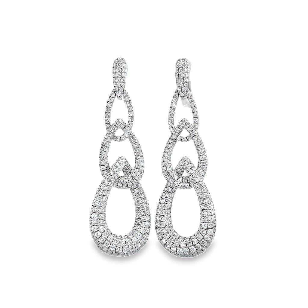5.60 CTW Diamond Pavé 18K White Gold Drop Earrings